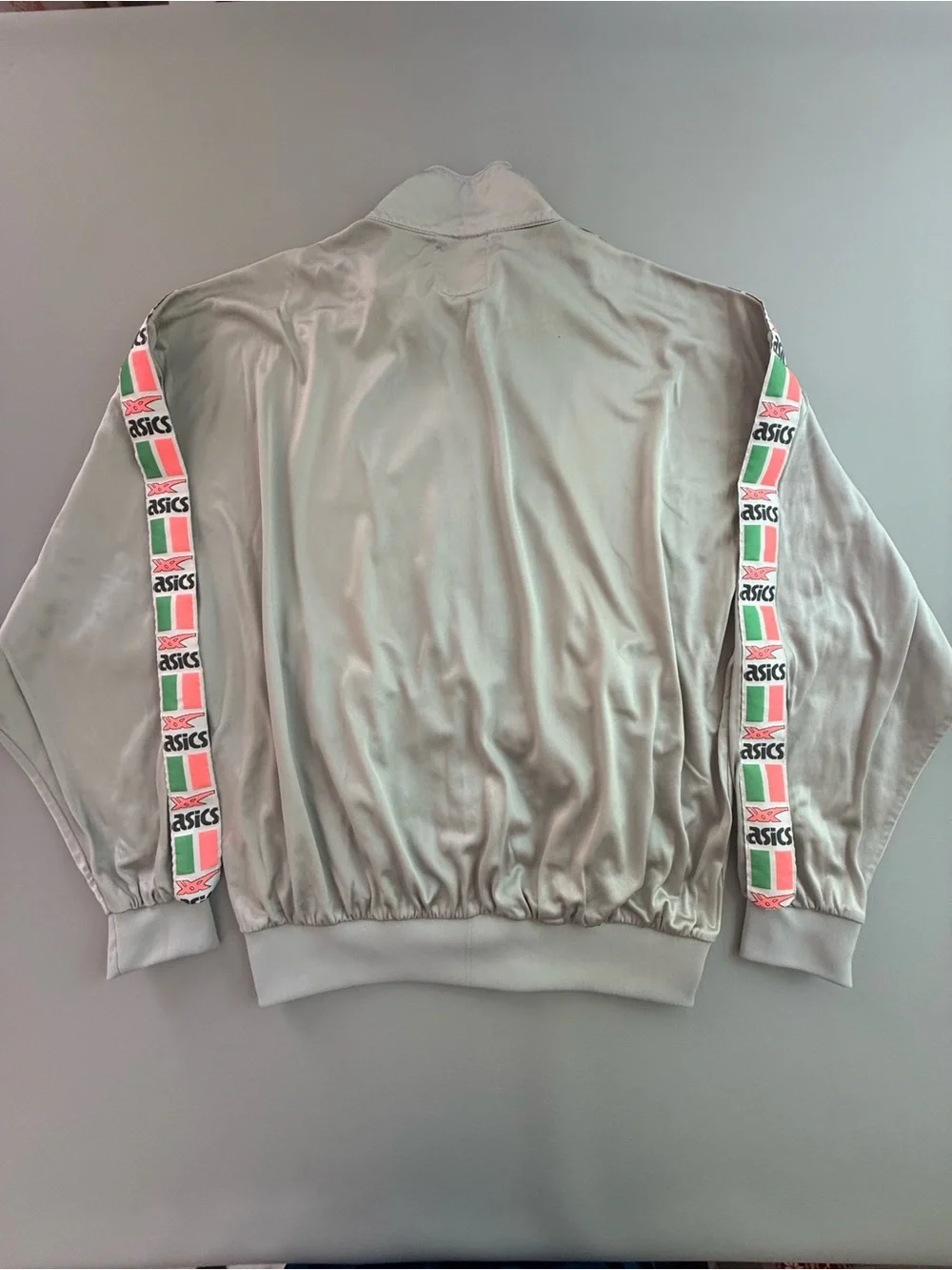 Vintage ASICS Silver Tape Logo Bomber Track Jacket Italy 52 Men's Medium Large